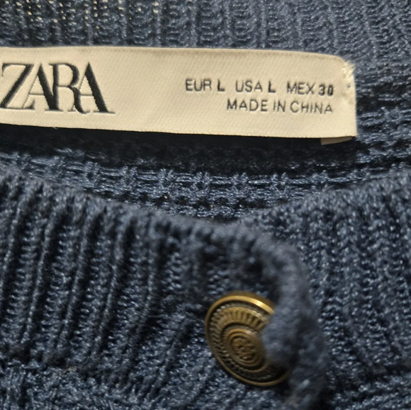 ZARA Crop Knit Cardigan in Blue Size L - Picture 6 of 9